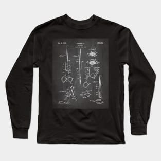 Hair Scissors Patent - Salon Art - Black Chalkboard Long Sleeve T-Shirt